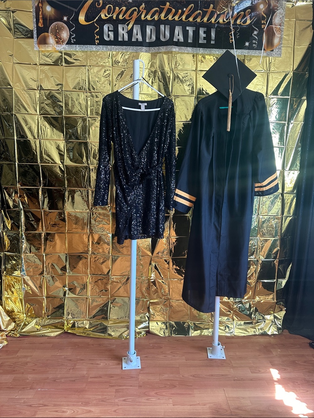 H&M Black Sequin Mini Dress with Long Sleeves